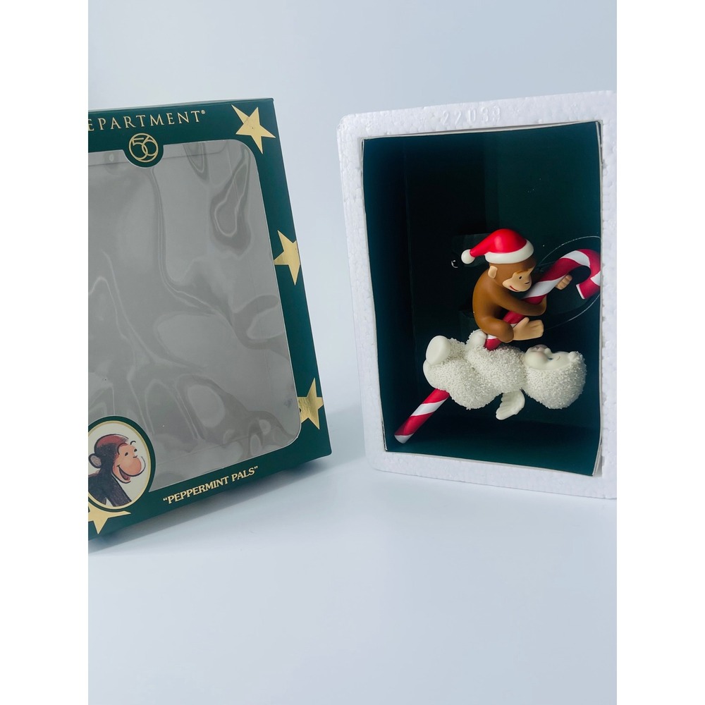 Dept 56 Snowbabies Curious George Peppermint Pals Ornament 56.69980 Box